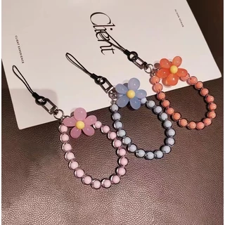 สร้อยข้อมืออุปกรณ์เสริมโทรศัพท์มือถือ สายคล้องข้อมือพวงกุญแจลูกปัด สายจับลูกปัดไข่มุก สายคล้องโทรศัพท์มือถือ