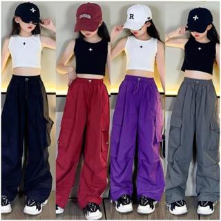 CC Stores กางเกงคาร์โก้ฤดูร้อน สำหรับเด็กผู้หญิง กางเกงหลวมข…