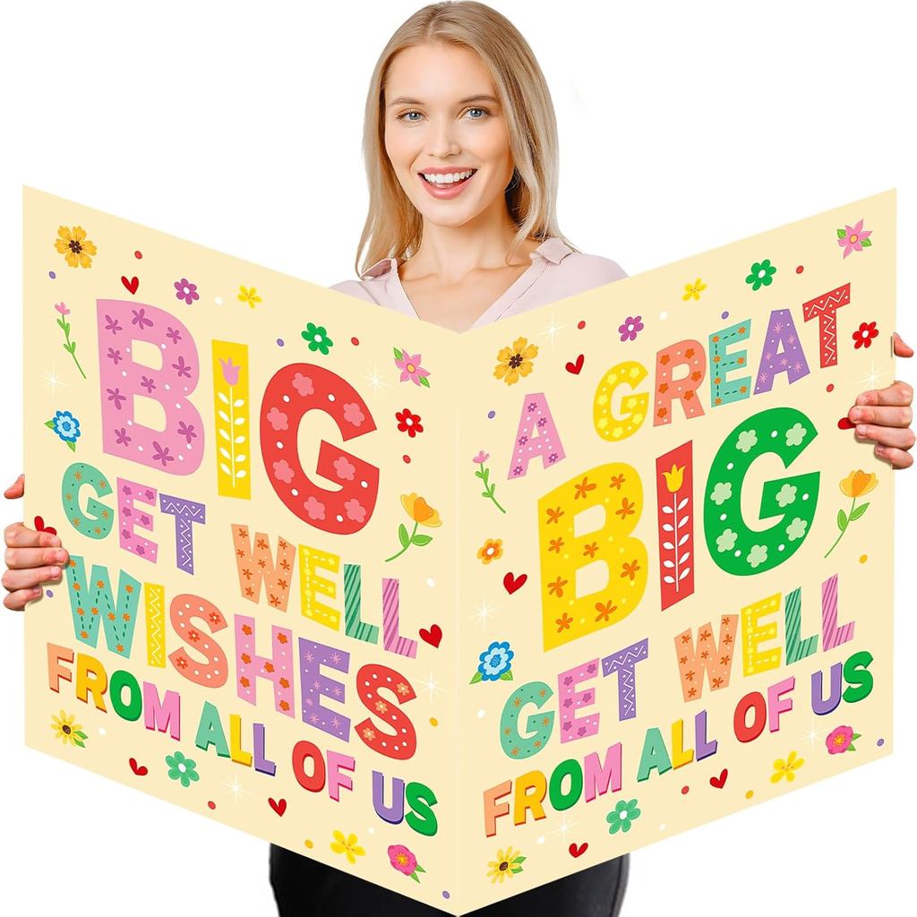 พับ Get Well Soon Card Jumbo Get Well การ์ดอวยพรสําหรับผู้หญิงของขวัญ Better Soon (ไม่มีซอง)