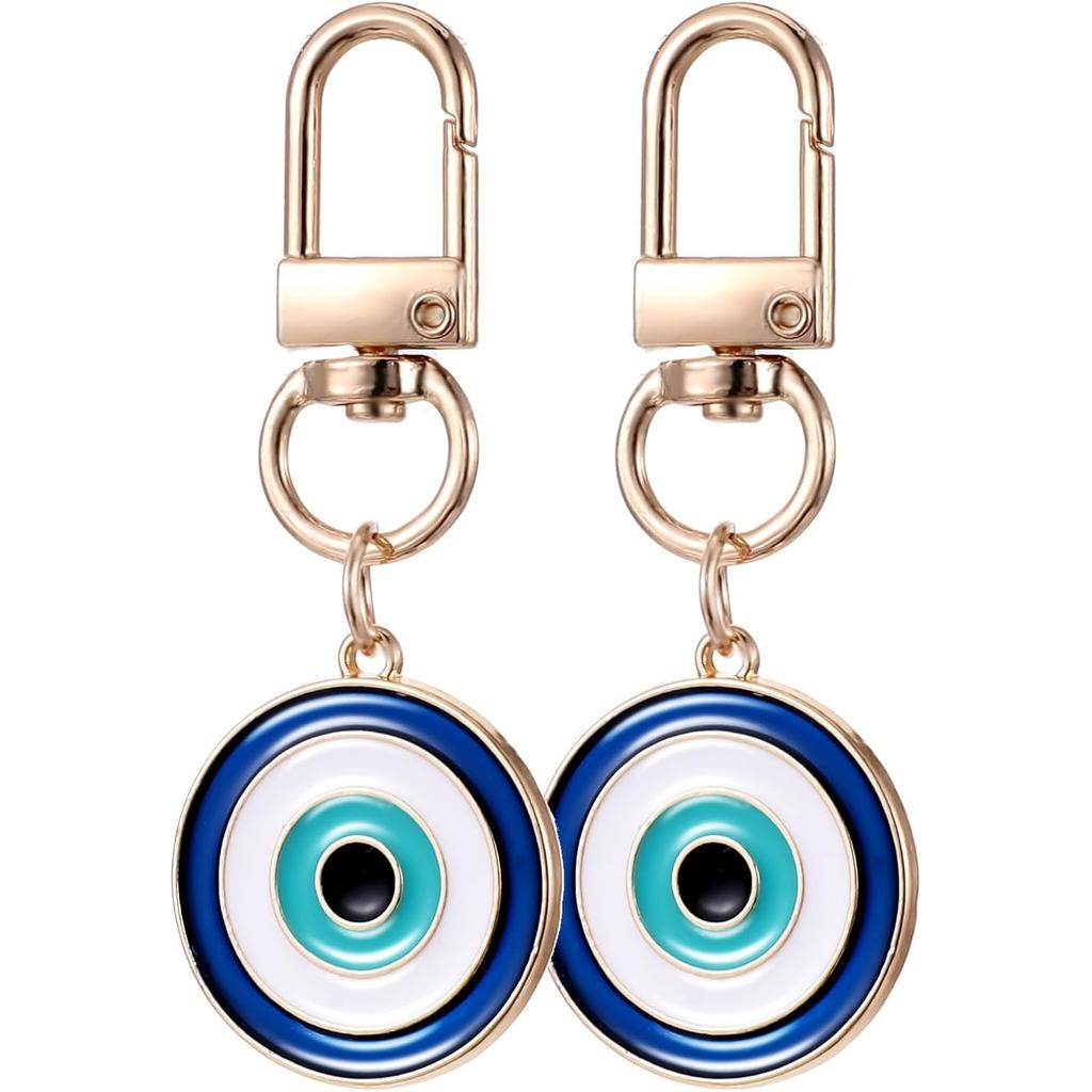 Heart Evil Eye พวงกุญแจ 2 ชิ้นพวงกุญแจน่ารักสําหรับผู้หญิง Colourful Luck Evil Eye Charms พวงกุญแจ
