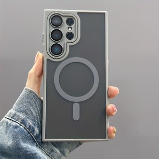 เหมาะสําหรับ S26Ultra S25 S24 S23 S22 Ultra PlusS26 สไตล์ใหม่แม่เหล็กไร้สายชาร์จเคสโทรศัพท์ Matte โปร่งแสง Hard PC เกราะกันกระแทกเลนส์กล้องป้องกันฟิล์ม