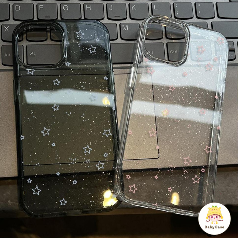เคสไอโฟน 17 สำหรับ IPhone 17 16 13 11 15 12 Pro Max 15 16 7 8 14 Plus XR X XS Max เคสโทรศัพท์แบบใสประดับกลิตเตอร์ลายดาว