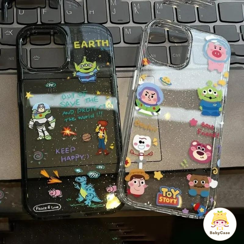 เคสไอโฟน 17 สำหรับ IPhone 11 15 17 16 13 12 Pro Max 15 16 7 8 14 Plus XR X XS Max เคสโทรศัพท์แบบมีกลิตเตอร์ลายทอยสตอรี่