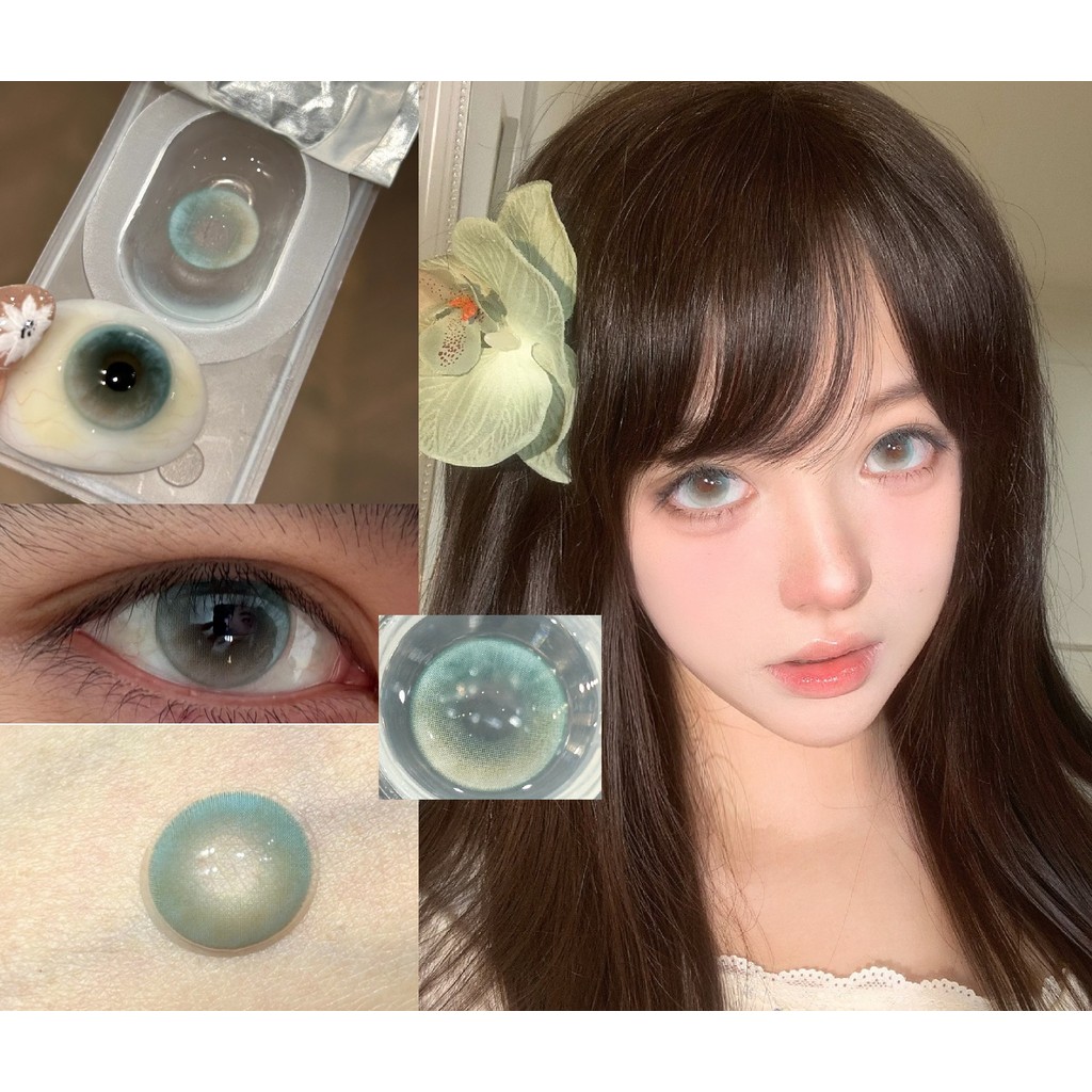 (1 คู่) JNYYU ,thestarlens Brand ,14.20mm,Gdia:13.50mm,(เกรด 0-8.00), คอนแทคเลนส์ 6 เดือนใช้(สีเขียว