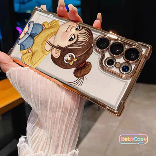 สำหรับ Samsung S25U,S24U,S23,S23U,S22,S22U,S21U,S21,S20,S20FE เคสซัมซุง ลายเด็กผู้หญิงน่ารักยิ้ม ชุบเงา สี่มุม ป้องกันตก