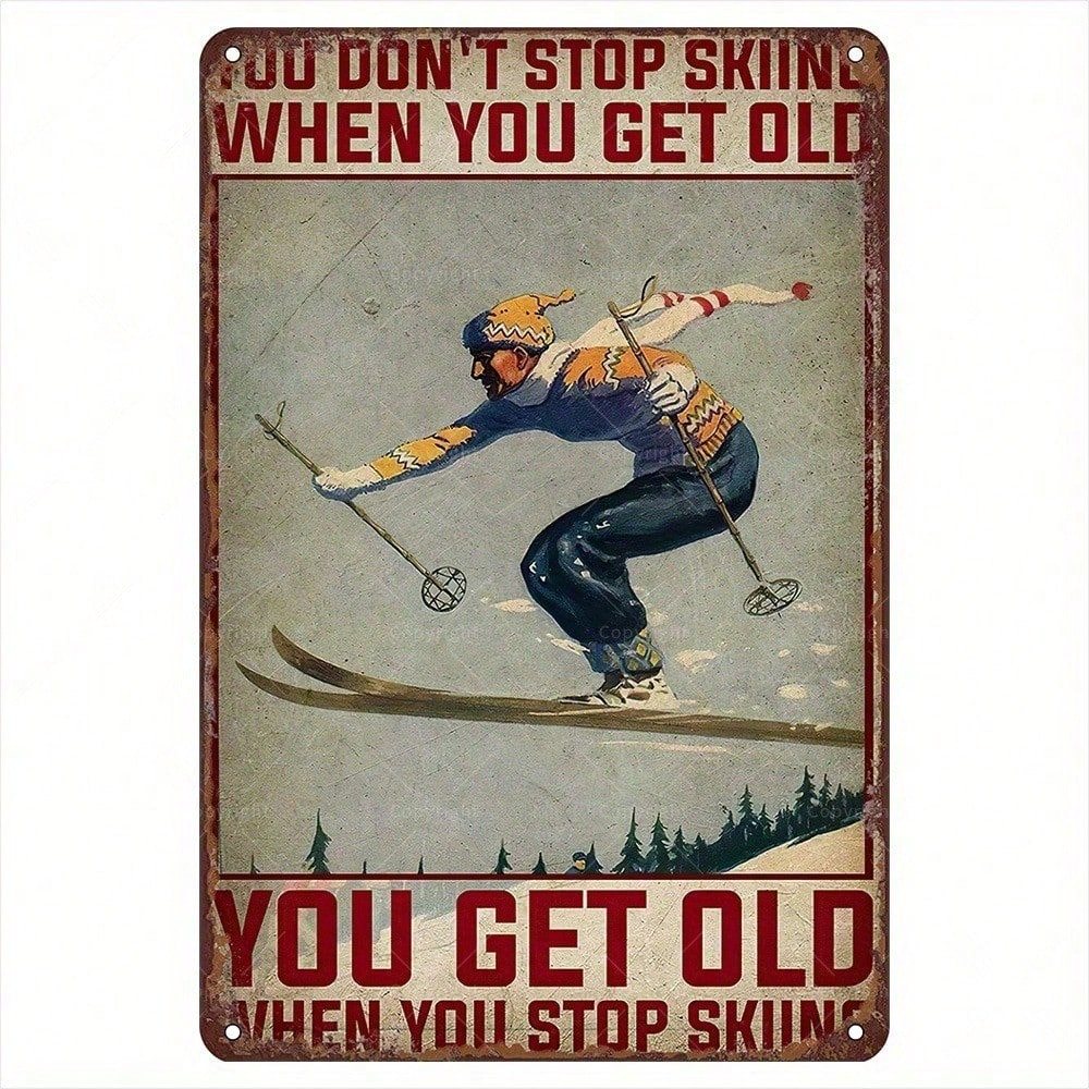 HELLOYOUNG Rustic Ski Lodge ป้ายโลหะ Vintage Wall Art คําคมสร้างแรงบันดาลใจตกแต่งบ้าน Wrought Iron R