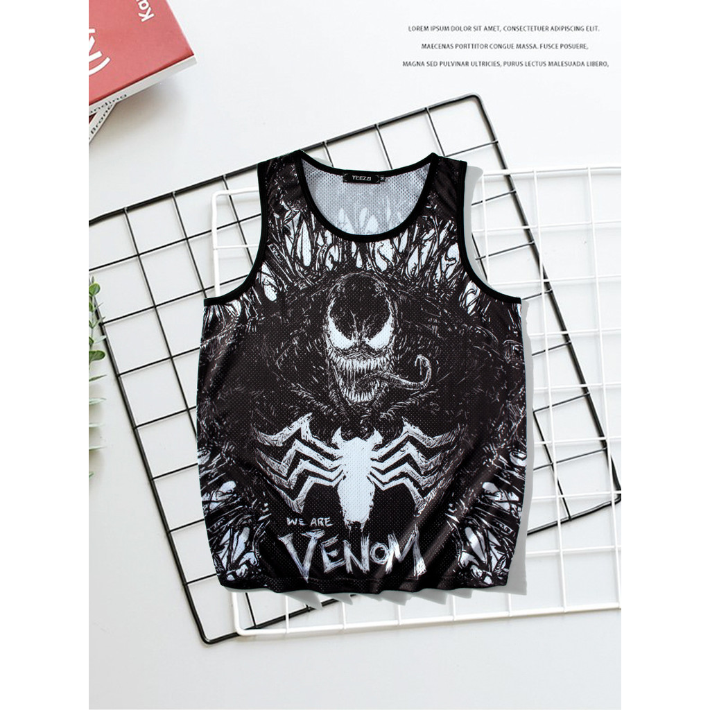 เสื้อกั๊กแห้งไวลายการ์ตูน Venom 3D เสื้อกีฬาแขนกุด