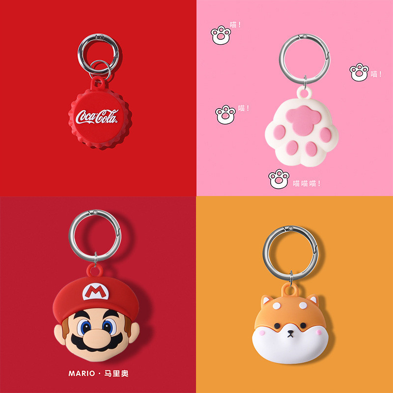 ใช้ได้กับเคสป้องกันการติดตาม AirTag - เคสป้องกัน Apple AirTag เคสนิ่มการ์ตูนสัตว์เลี้ยงเคสป้องกันอุปกรณ์ป้องกันการสูญหาย