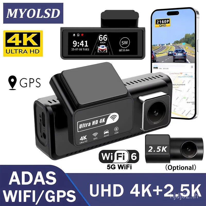 4K 2160P + 2.5K 1440P ADAS Dash Cam สําหรับรถยนต์กล้อง Dash Cam กล้อง WIFI รถด้านหน้าและด้านหลัง Das