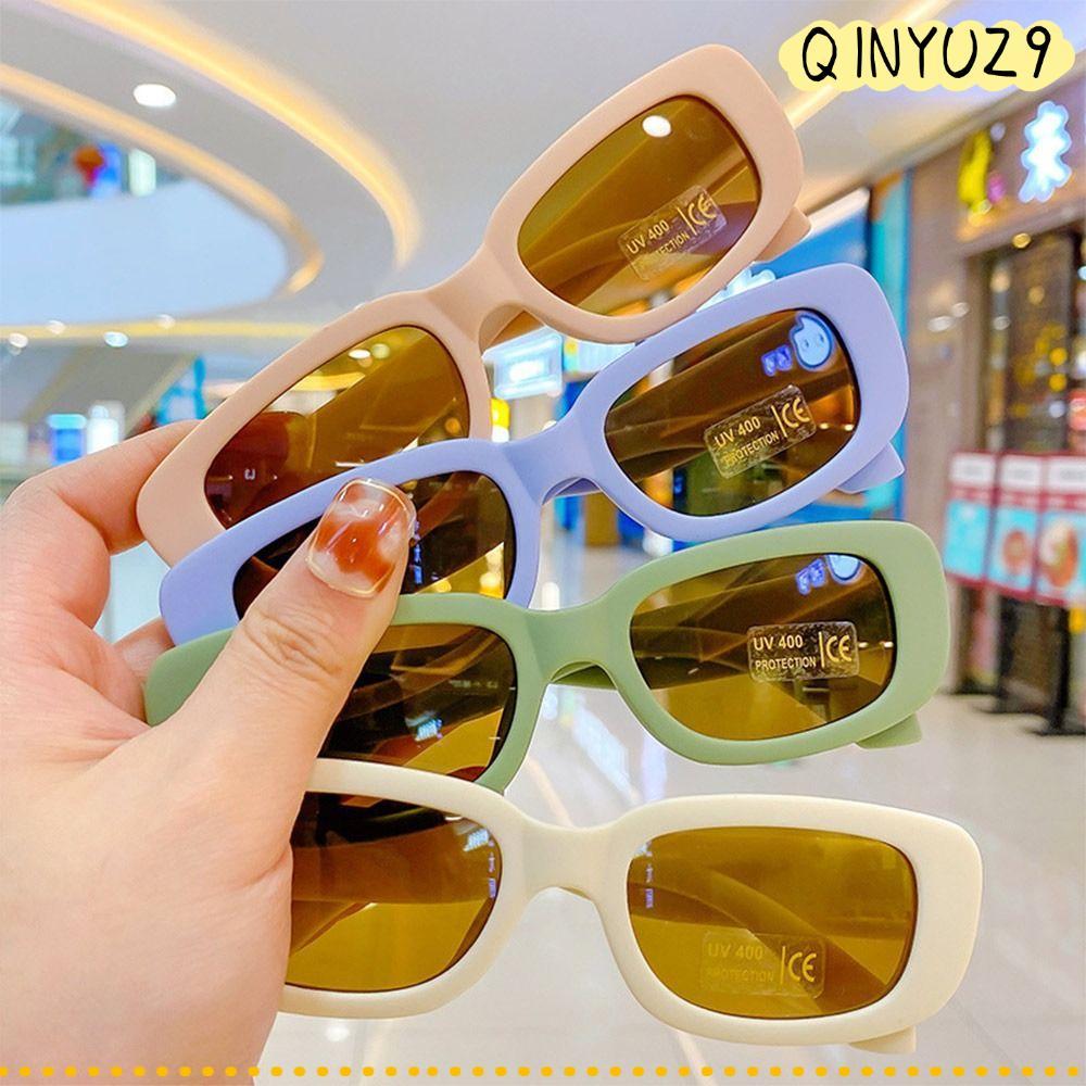 QINYUZ9QX Kids Oval Frame Sun Glasses, Outdoor Sun Protection Childrens Square Glasses, Retro Summer