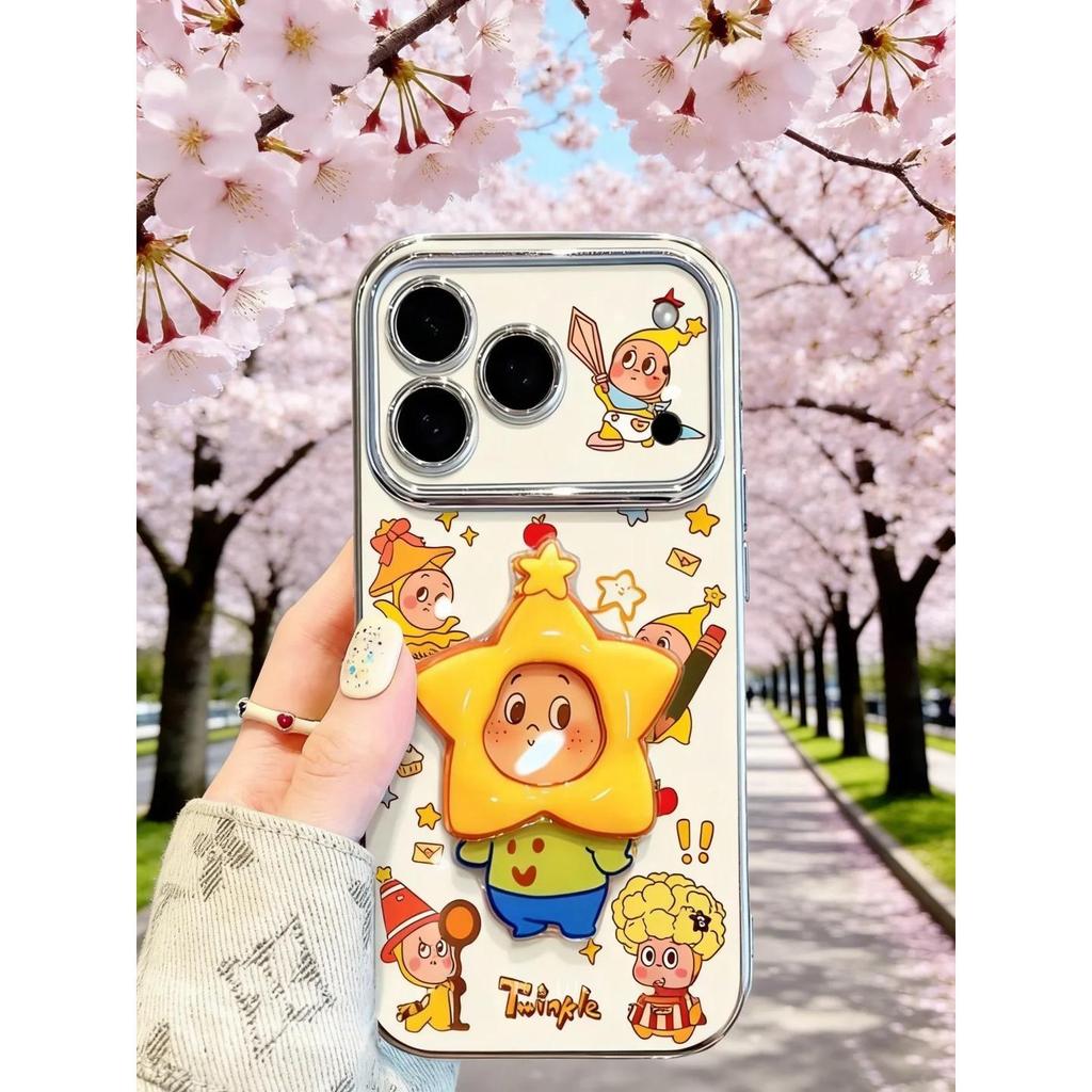เคสโทรศัพท์ลายดาวน่ารัก ใช้ได้กับ iPhone 11/12/13/14/15Pro/17Pro/16ProMax, X/MAX/XR, 7/8P คุณภาพสูง สำหรับหน้าจอขนาดใหญ่