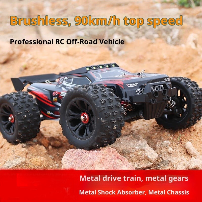 ขับเคลื่อนสี่ล้อBrushless ความเร็วสูงรถออฟโรด 90 กม./ชม.มอเตอร์ไร้แปรงโลหะแชสซีสปริงอิสระ Shock-Absorbing LED รถ 2.4G รีโมทคอนโทรลรีโมทคอนโทรลรีโมทคอนโทรล