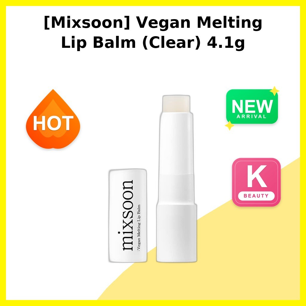 [Mixsoon] Vegan Melting Lip Balm (Clear) 4.1g / Korean Lip Balm / Clear Finish / ของแท้ 100% โดย Sho