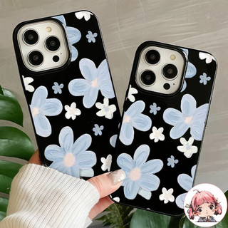 ส่งจากไทย เคสสำหรับไอโฟน14 ดอกไม้สีฟ้า เคสวาวเยลลี่แบบเรียบ For iPhone17 16 15 14 11 12 13ProMAX 7/8PLUS X XS XR SE2/SE3