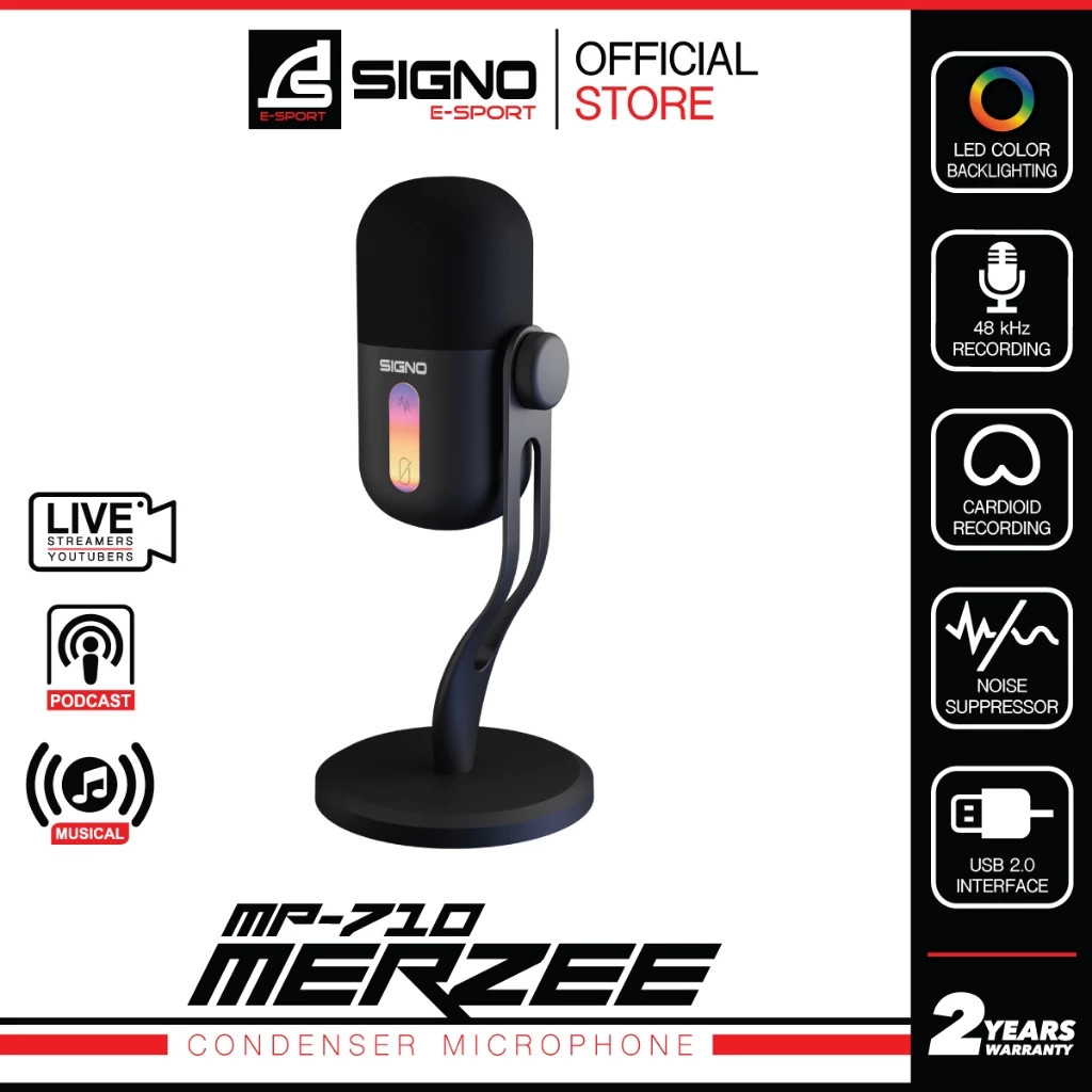 ไมค์โครโฟน SIGNO รุ่น MP-710 E-Sport Condenser Microphone MERZEE (MP710)