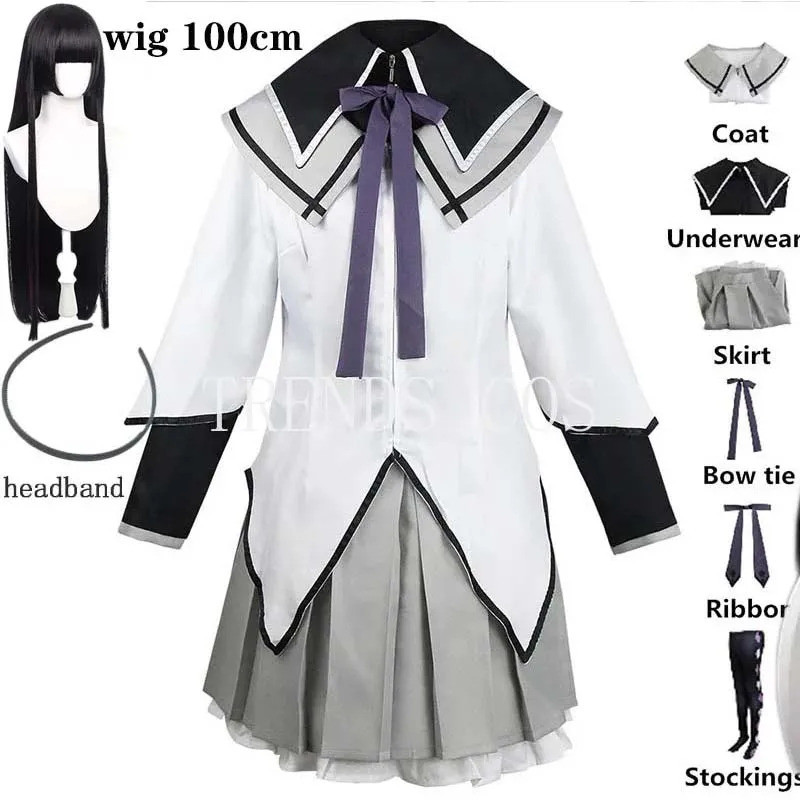 ชุดคอสเพลย์ Akemi Homura แบบถุงน่อง พร้อมใช้ในการแสดงต่อสู้