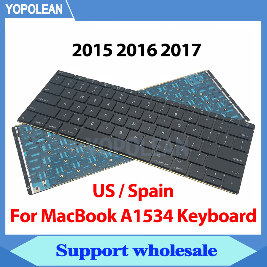 A1534 คีย์บอร์ด US ภาษาอังกฤษสเปนสําหรับ Macbook Retina 12 "A1534 คีย์บอร์ดเปลี่ยน 2015 2016 2017 ปี