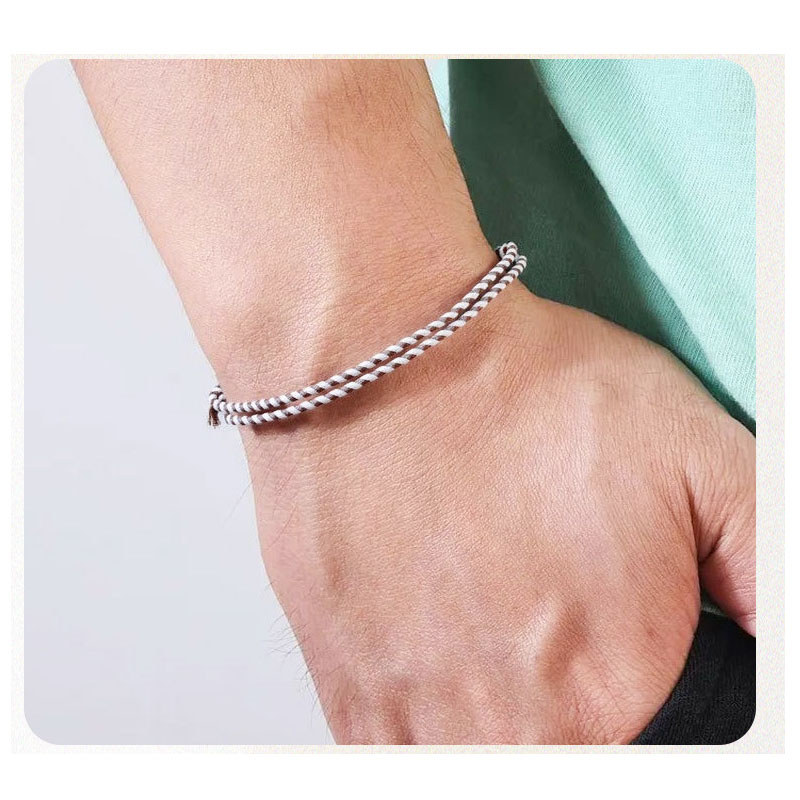 สร้อยข้อมือเชือกถักทอมือทิเบต สไตล์ชาติพันธุ์ มีด้ายหลากสีและปม สำหรับทุกเพศ ราคา ถูกที่สุด ดีลบีเคเค แกลเลอรีภาพที่ 2