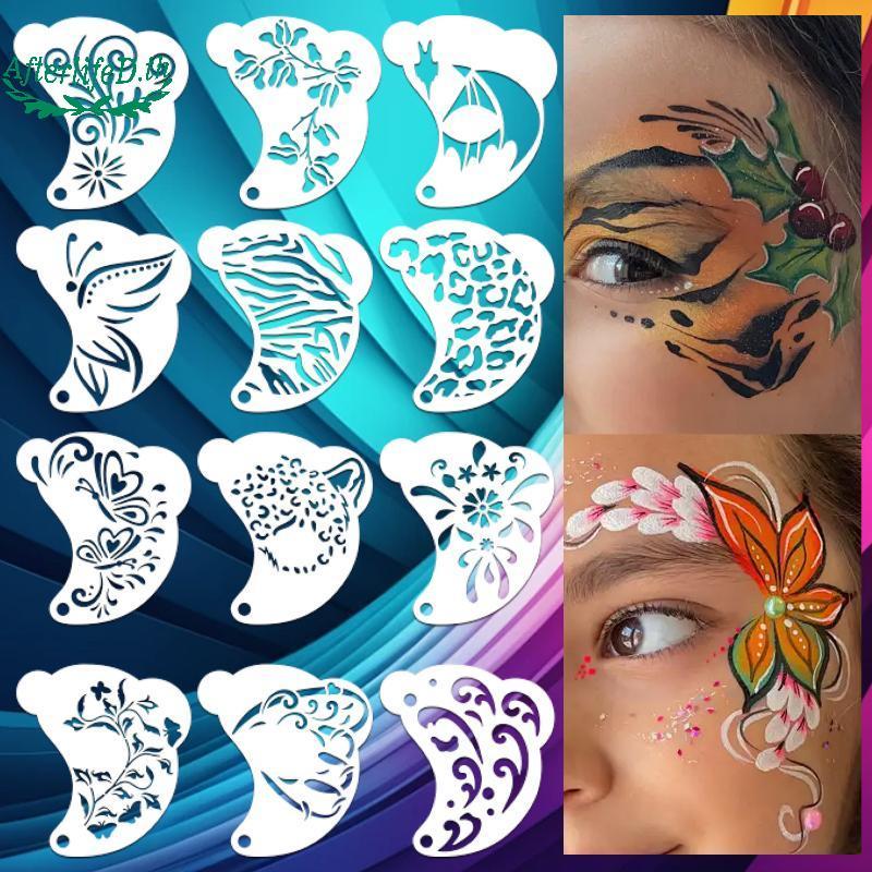 AF Face Paint Stencils Professional Body Art Paint Stencils นํากลับมาใช้ใหม่สําหรับผู้ใหญ่เด็กได้อย่