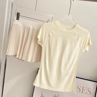YOGATRUTHSports Top Seamless Round Neck Breathable Slimming เสื้อยืดออกกําลังกายวิ่ง