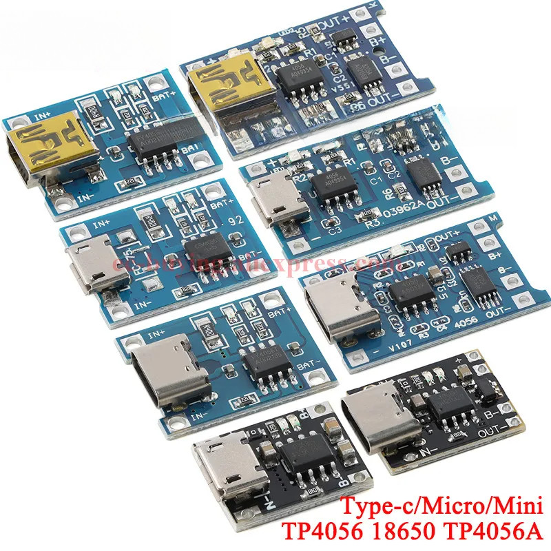 10-20 ชิ้น 5 โวลต์ 1A Micro/Type-c/Mini 18650 TP4056 4056A แบตเตอรี่ลิเธียมโมดูลชาร์จบอร์ดพร้อมฟังก์