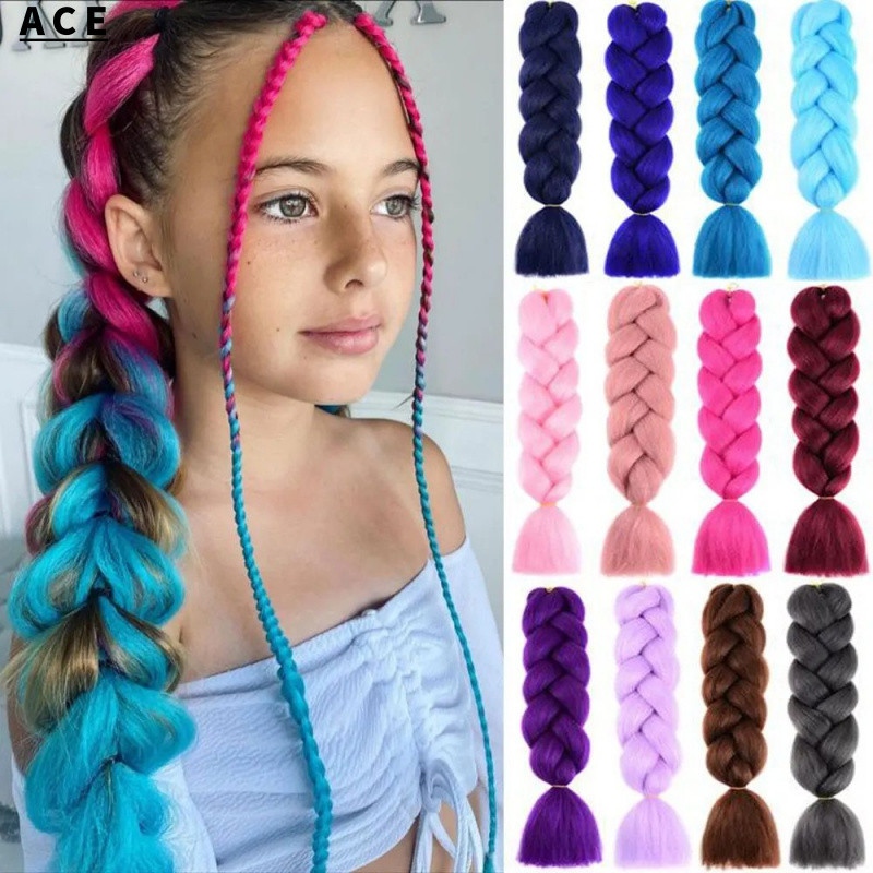 ผู้หญิงสกปรก Braids วิกผม Braids Gradient ย้อมผมยาว Extension Twist Braids แอฟริกัน Big Braids