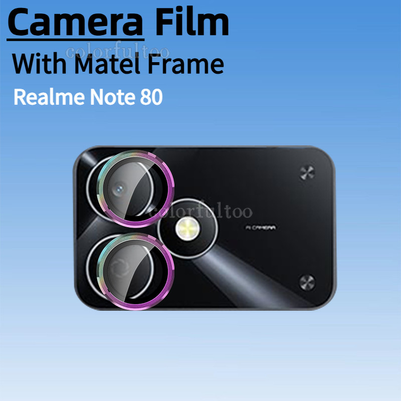 RealmeNote80 Full 3Dโค้งกล้องเลนส์ป้องกันกระจกนิรภัยสําหรับRealmeหมายเหตุ80 Note 70 60 Note70 4G 5G HD Clearแหวนโลหะกระจกนิรภัยเลนส์กล้องปกหลังฟิล์ม