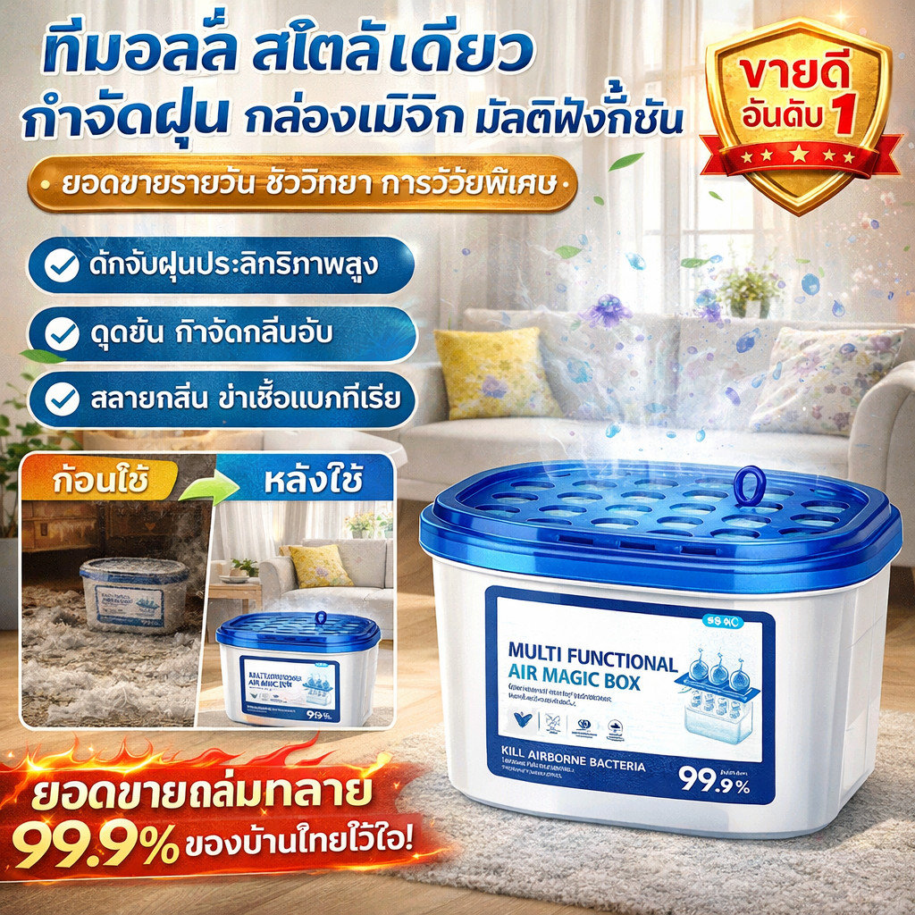 🎁ซื้อ 1 แถม 4🔬 กำจัดฝุ่นอย่างรวดเร็วใน 3 วินาที🧹 เครื่องกรองฝุ่นอเนกประสงค์นี้มีระบบตรวจจับอัตโนมัติ ครอบคลุมพื้นที่ 30 ตารางเมตร ใช้พลังงานแสงอาทิตย์และ USB และไม่มีสารเคมีที่เป็นอันตราย