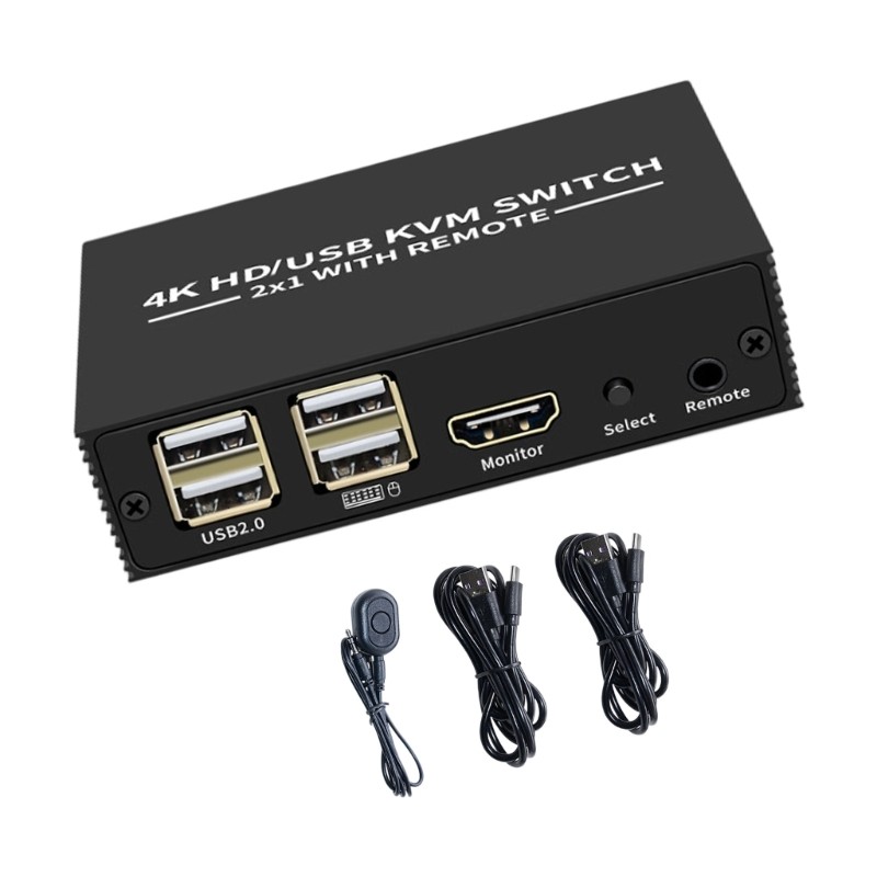 R* HDTV KVM Switcher 2 อินพุต 1 เอาต์พุต 4K 3840x2160 คีย์บอร์ด USB เลือกเมาส์ Switcher 4K 3840x2160