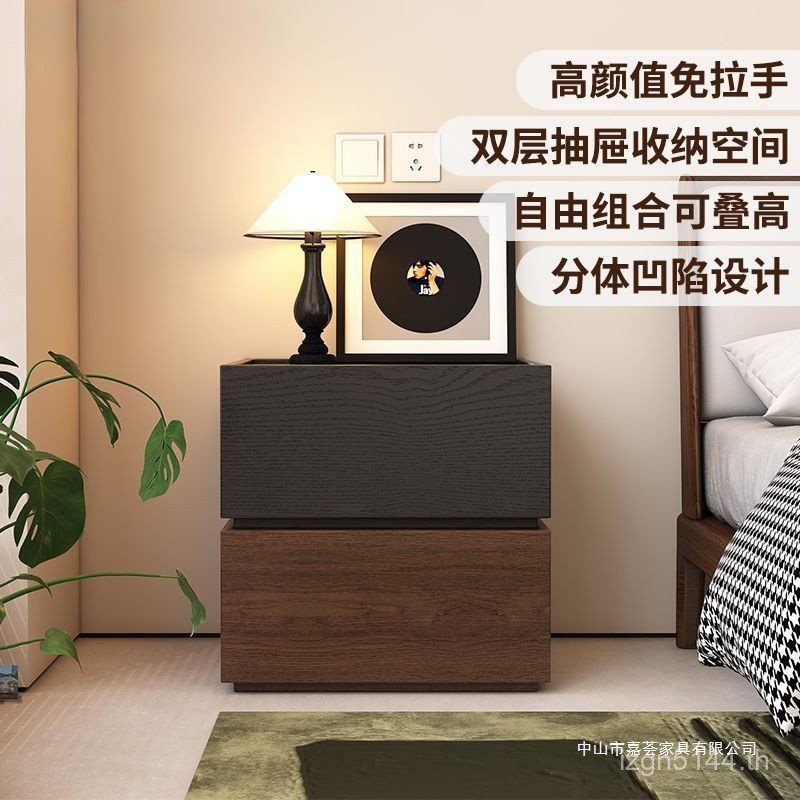 ยุคกลางสีดําโต๊ะข้างเตียงโต๊ะข้างเตียงใหม่ย้อนยุคลิ้นชักขนาดเล็กห้องนอนคุณภาพสูงไม้เนื้อแข็งครัวเรือ