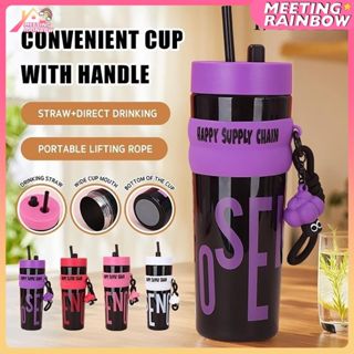 แก้วพลาสติกขนาดใหญ่ 900 มล. พกพาสะดวก มีหลอดดูด เหมาะสำหรับใ…