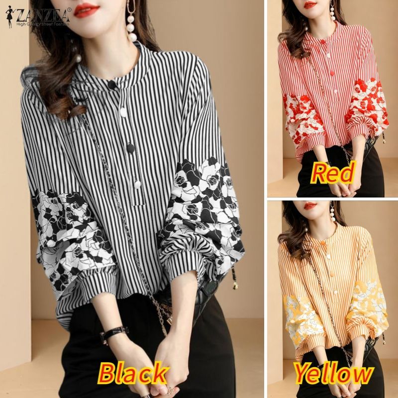 ZANZEA สื้อผู้หญิงแขนครึ่งลายดอกไม้ ดีไซน์สำนักงานหรือลำลอง - รูปที่ 2