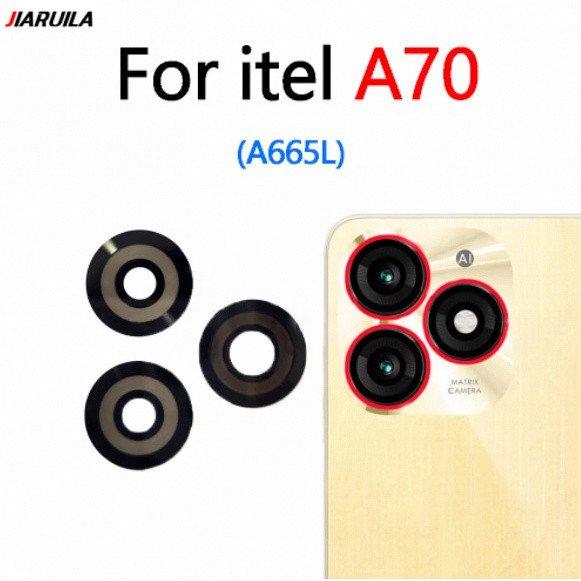 กระจกกล้องหลังสําหรับItel A70 A665Lด้านหลังกล้องเลนส์ซ่อมอะไหล่
