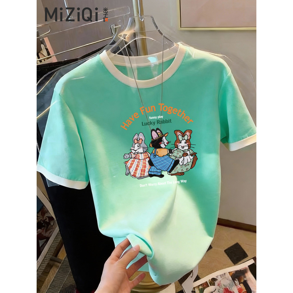 MIZIQI 2026 เสื้อยืดแขนสั้นผ้าฝ้ายแท้ สไตล์ใหม่สำหรับสตรี สวมใส่ง่ายในทุกวัน