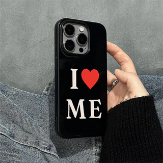 เคสไอโฟน16 เหมาะสำหรับ IPhone 15 11 13 16 12 14 17 Pro Max XR XS X Max 15 7 11 8 Plus 12MINI รัก เคสโทรศัพท์สีดำ เคส imd