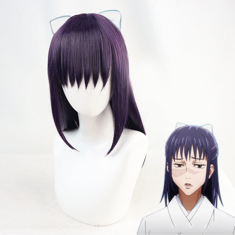 Jujutsu Kaisen Iori Utahime Cosplay Wig Dark Purple Half-up Medium Length Hair