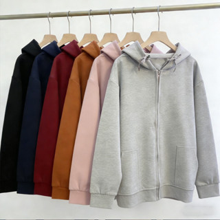 เสื้อแจ็คเก็ตแขนยาวมีซิปมีกระเป๋าและหมวก เสื้อคลุมแขนยาวกันร…