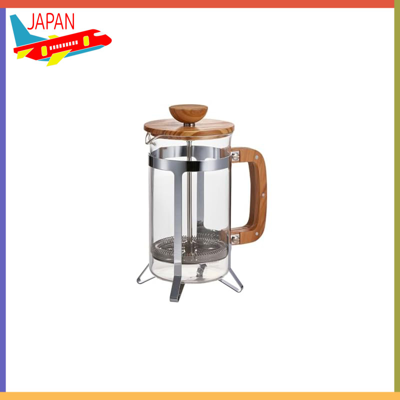 HARIO Cafe Press Wood French Press Coffee Maker, Olive Wood, Heat-Resistant Glass, 4-Cup Capacity, P