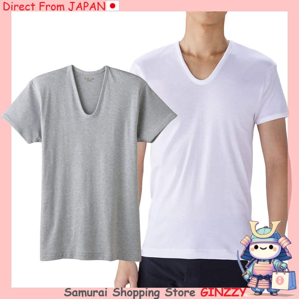 GUNZE Comfort Workshop เสื้อชั้นในแขนสั้น U-neck สำหรับผู้ชาย ทั้งสี่ฤดู 100% ฝ้าย ญี่ปุ่น