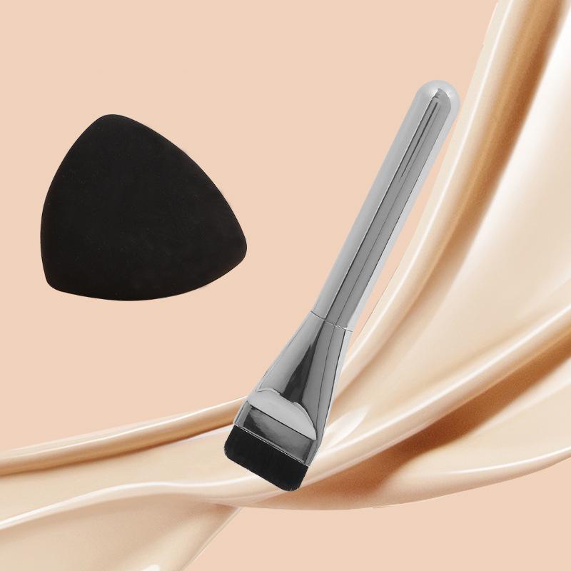 FLTH 3-In-1 Flat- แปรงรองพื้นและฟองน้ําพัฟแต่งหน้า Ultra-Thin Traceless คอนซีลเลอร์ Applicator เครื่