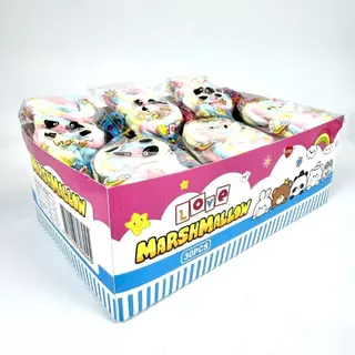 ขนมมาร์ชแมลโลว์เสียบไม้ (1กล่อง 30ชิ้น) มาร์ชเมล่โล่อมยิ้ม Marshmallow หวานนุ่มอร่อย ขนมกินเล่น พร้อมส่ง