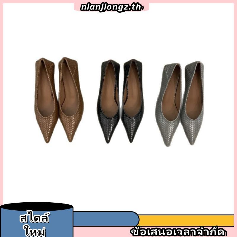 รองเท้าส้นสูงชี้นิ้วแบบ.krish.fashion สำหรับผู้หญิงไซต์ใหญ่ 34-41