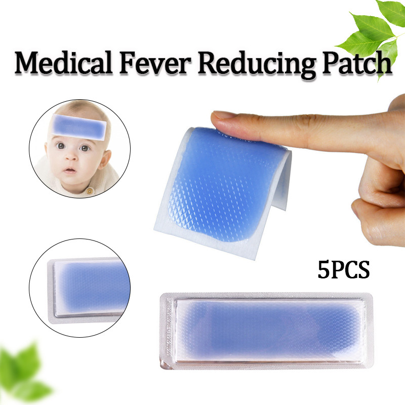 5 ชิ้น Baby Fever-Reduction Gel Patch Fever-Reduction Patch สมุนไพร Pain-Relieving Patch ทางกายภาพ C