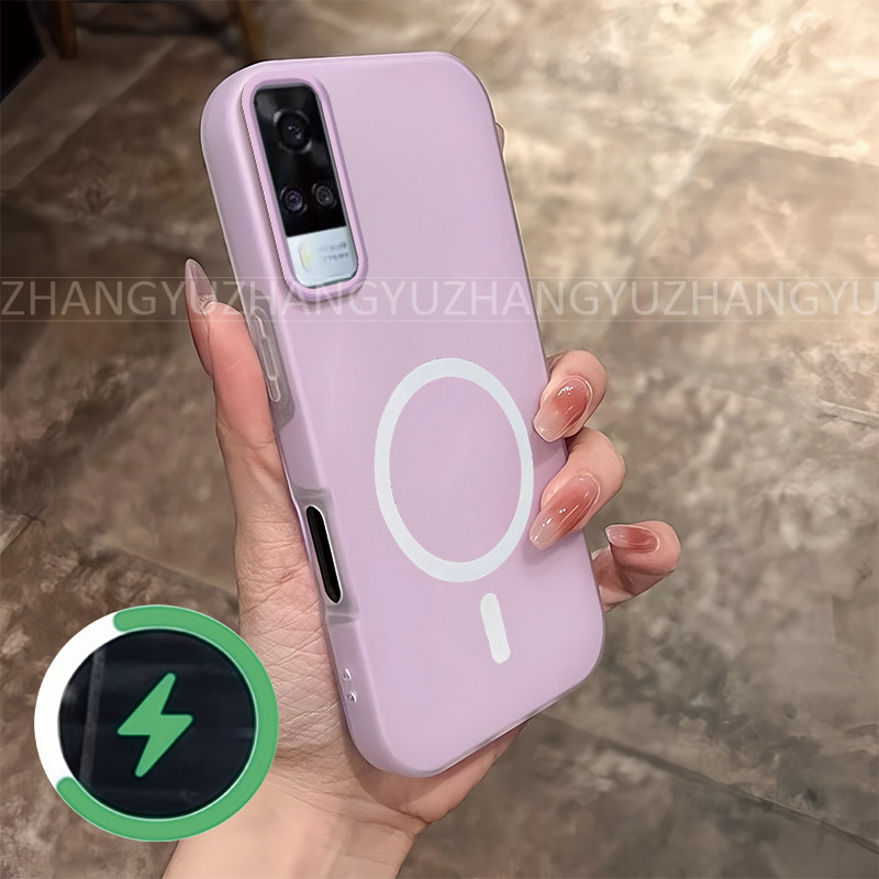 เหมาะสําหรับ Vivo Y51 2020 Y31 Y53S y51a เคสโทรศัพท์ใหม่กันกระแทกแม่เหล็กไร้สายชาร์จแหวนเคสโทรศัพท์ 