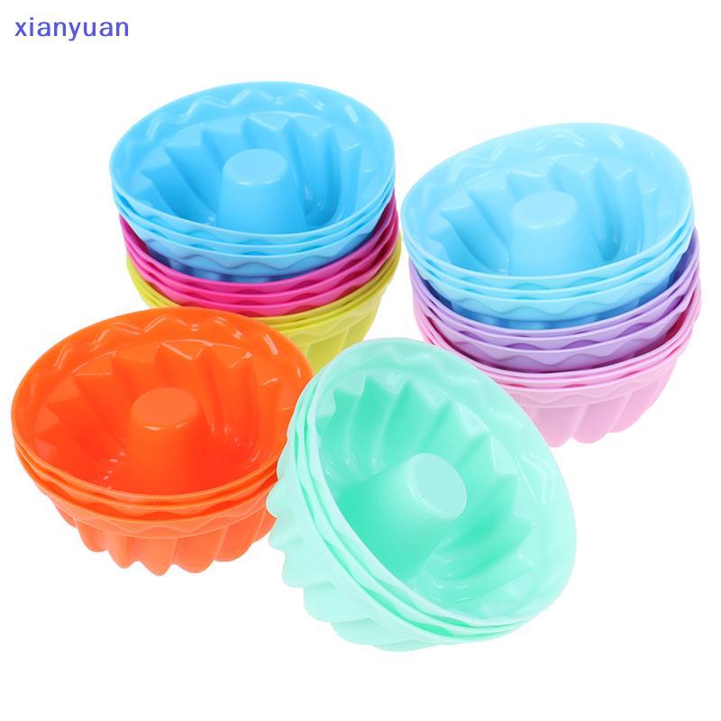 [xianyuan] 12 ชิ้น/เซ็ต Baking Jelly Mould ซิลิโคนพุดดิ้ง Cupcake มัฟฟินแม่พิมพ์โดนัท XY