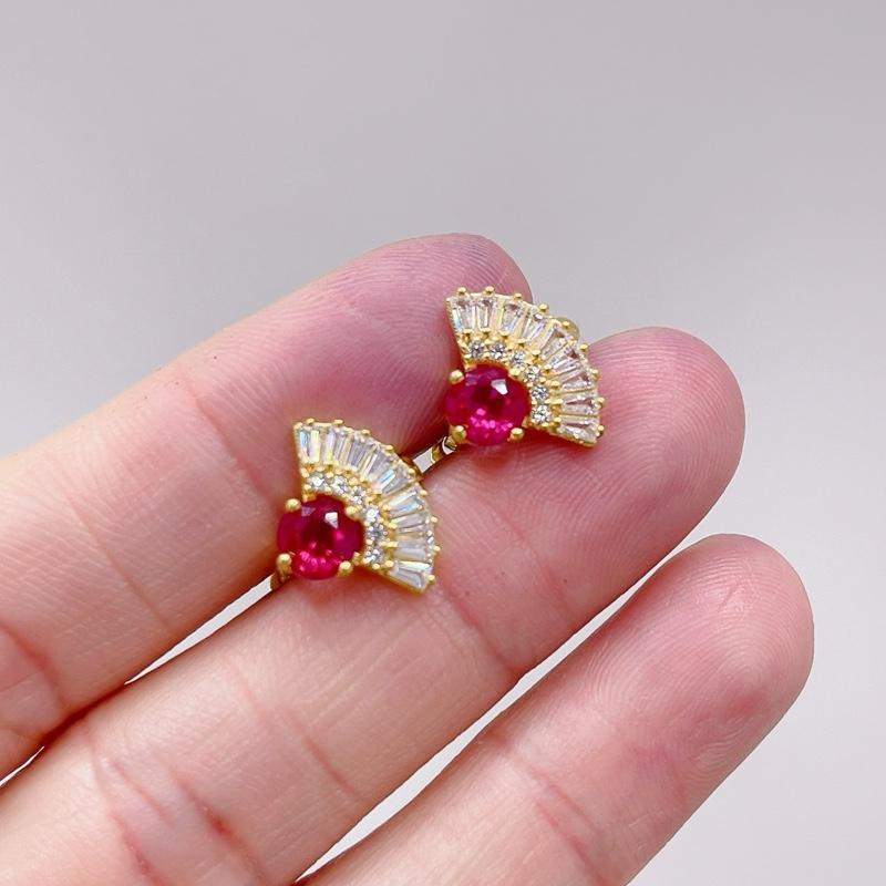 B77 - MODERN STYLE HIGH STONE EARRINGS สําหรับผู้หญิง