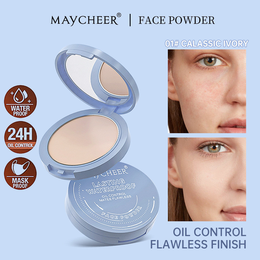 MAYCHEER MAY Silky Matte Soft Light Fixing Makeup Powder Oil Control Sweatproof กันน้ําแต่งหน้าถือ F