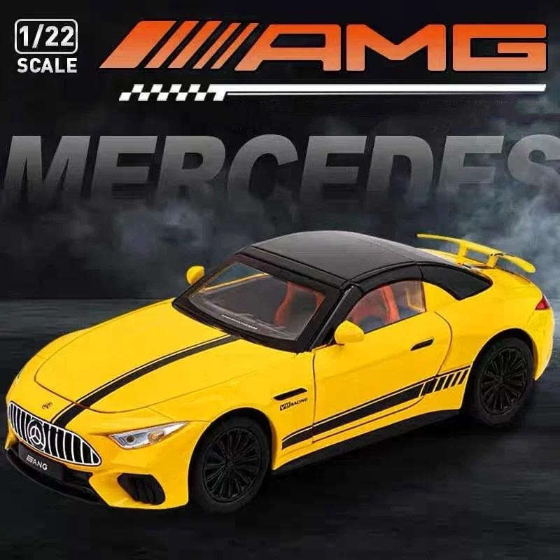 1:22 Mercedes-Benz SL63 Supercar โลหะผสม Die Cast รถของเล่นเสียงและแสงของเล่นเด็กของสะสมของขวัญวันเก