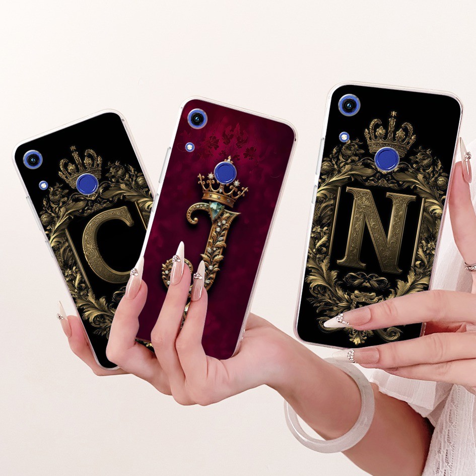 สําหรับ Honor 8A 8C กรณี BKK-LX2 BKK-LX1 JAT-L41 JAT-LX1 ฝาครอบ Retro Letter Crown เปลือกซิลิโคนอ่อน