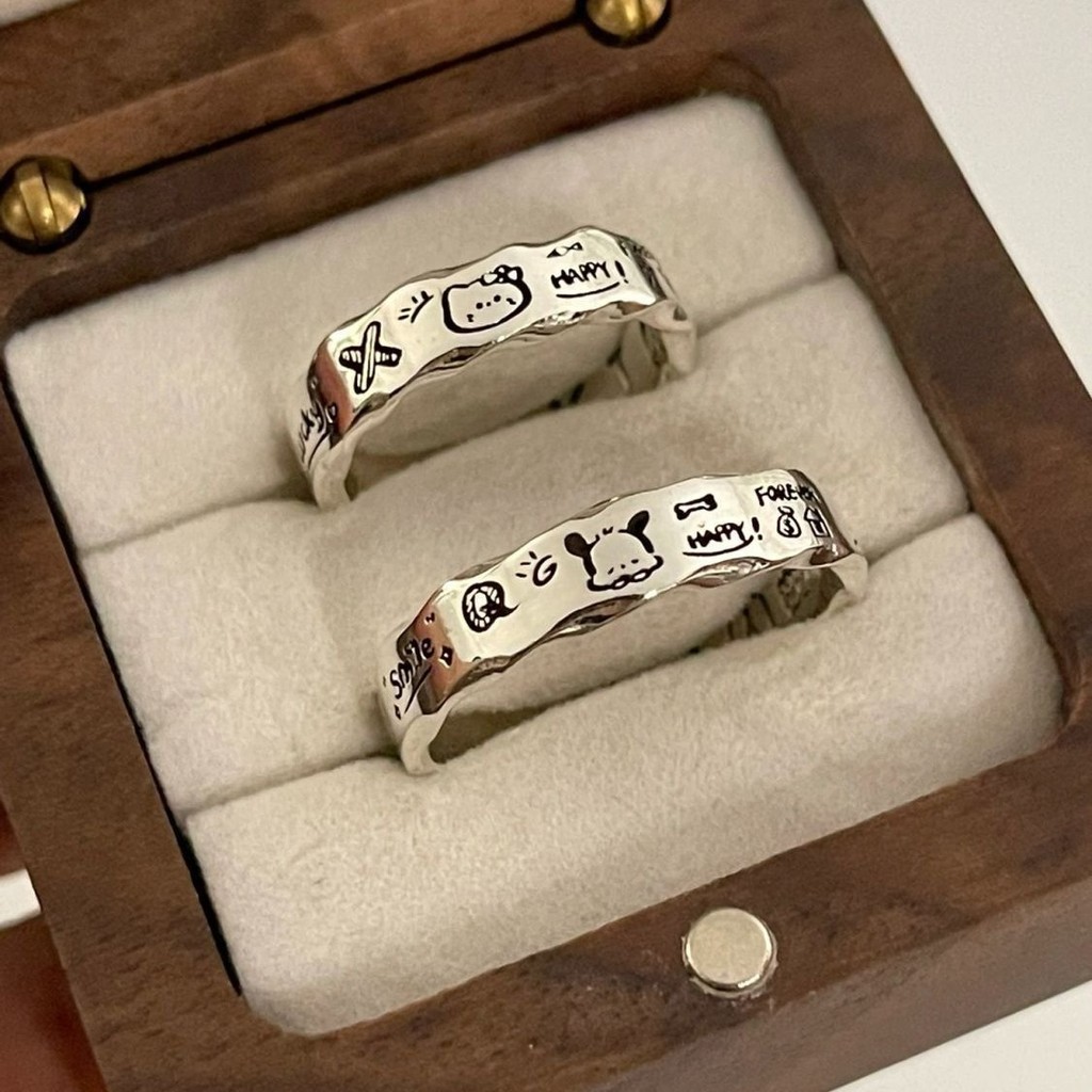 [miaom] Minimalist Graffiti Wavy Edge Ring หญิง ins Niche Design All-Match ประณีตแฟชั่น Pacha สุนัขค